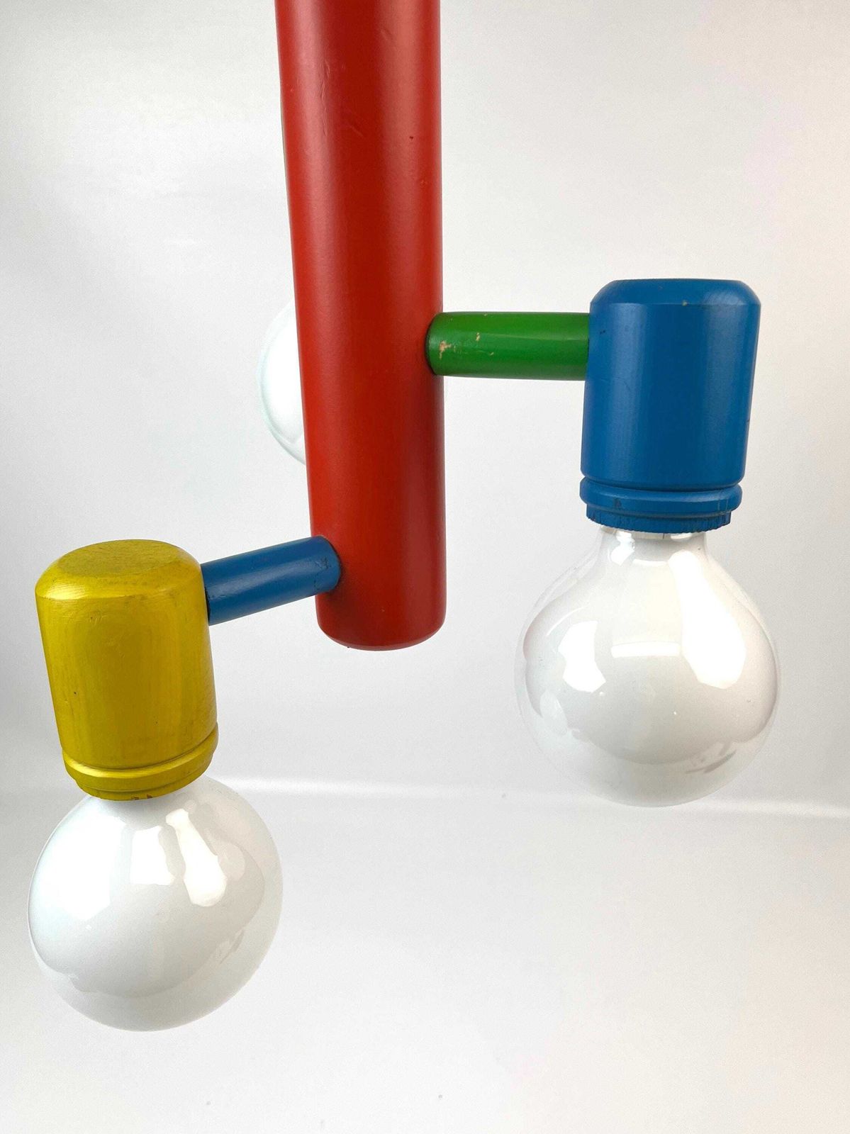 Rare Stunning 80s Postmodern Mid Century Chandelier Memphis Age Hanging Lamp photo vinterior