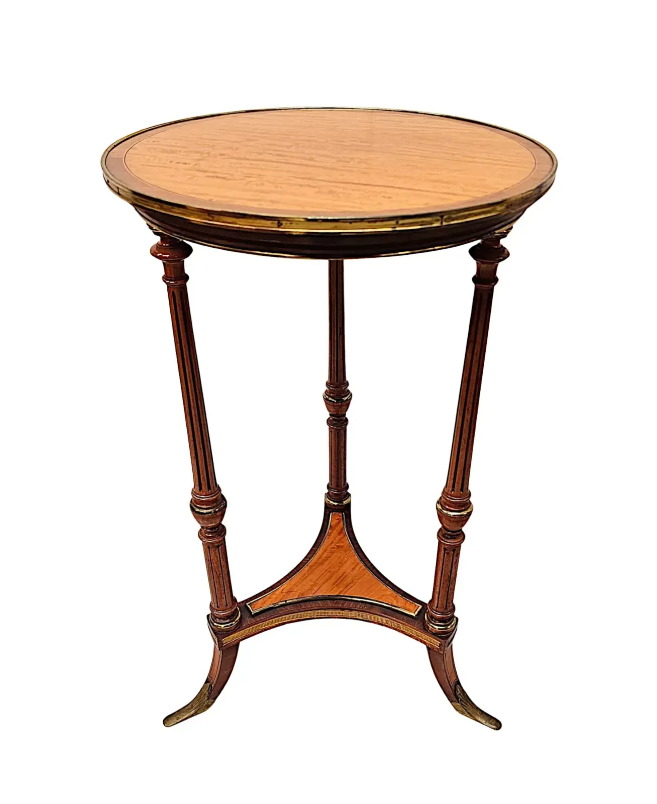 A Very Rare Edwardian Inlaid Occasional Or Wine Table With Brass Fittings