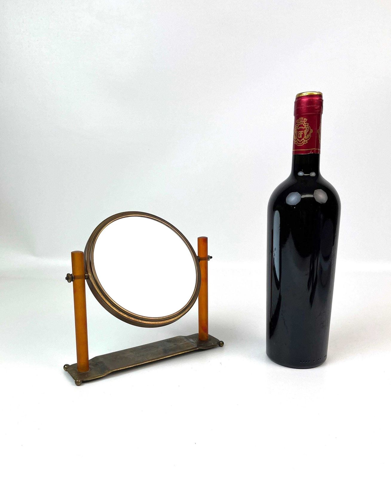 Rare Stunning Bauhaus Art Deco Bakelite Brass Desk Table Vanity Mirror Germany 1930 photo Home Decor
