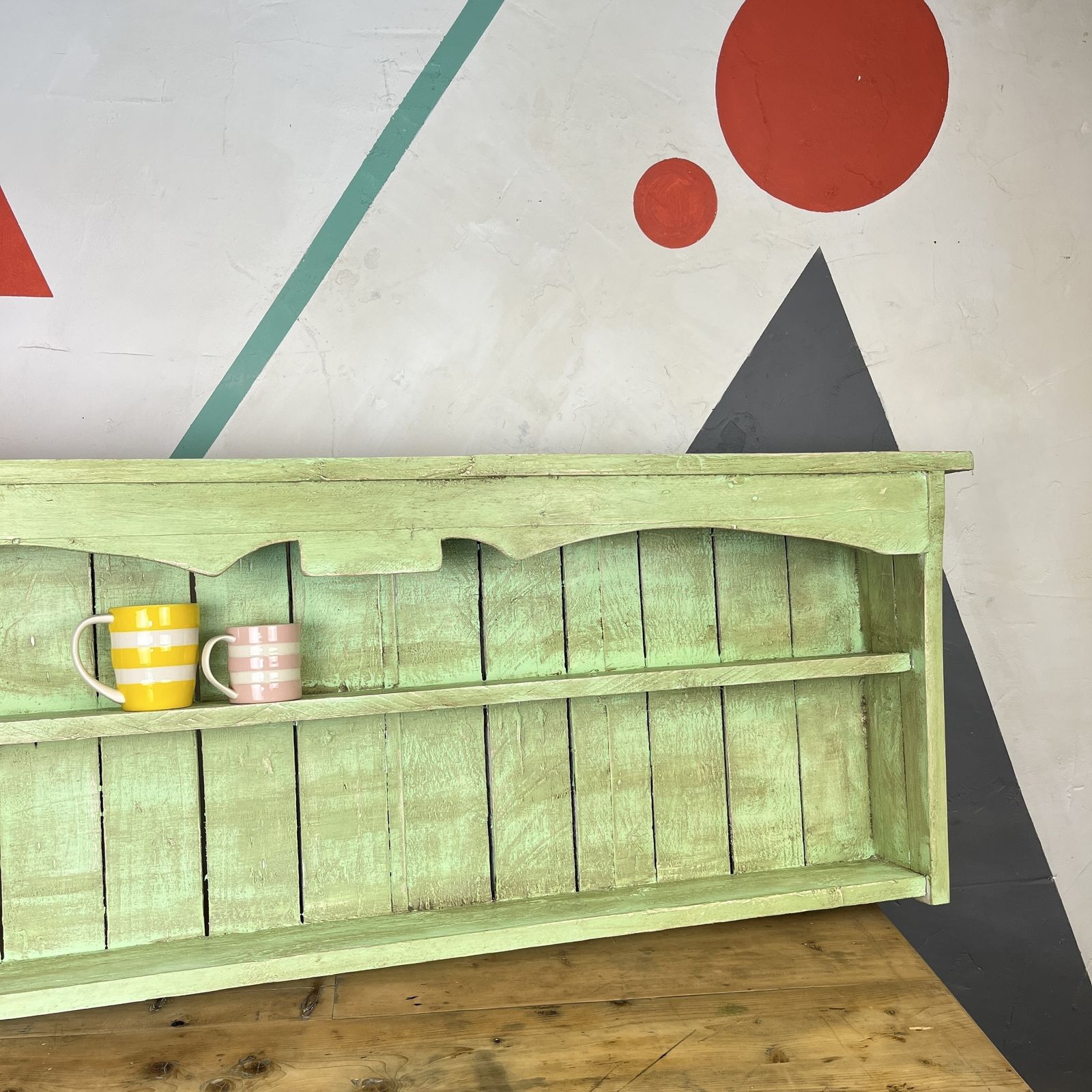 Green Rustic Pine Kitchen Wall Cupboard