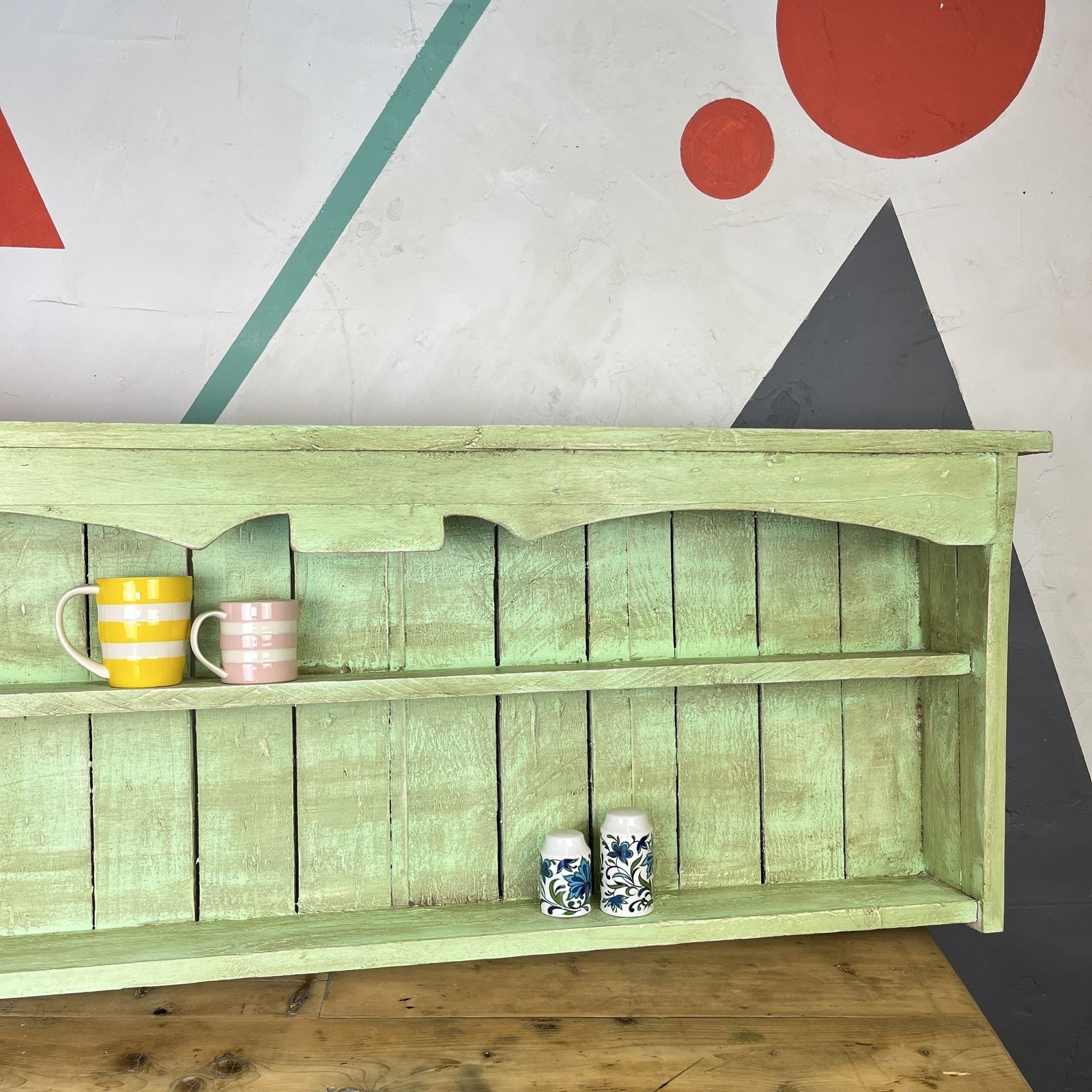 Green Rustic Pine Kitchen Wall Cupboard photo for sale