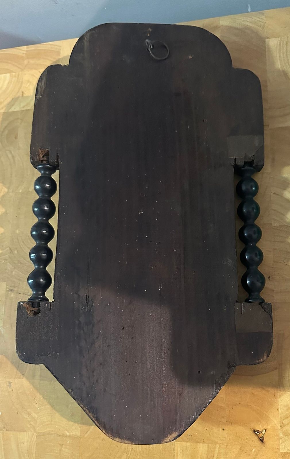 Antique Wooden Walnut Veneer And Brass Crucifux Plaque Wall Hanging photo buy