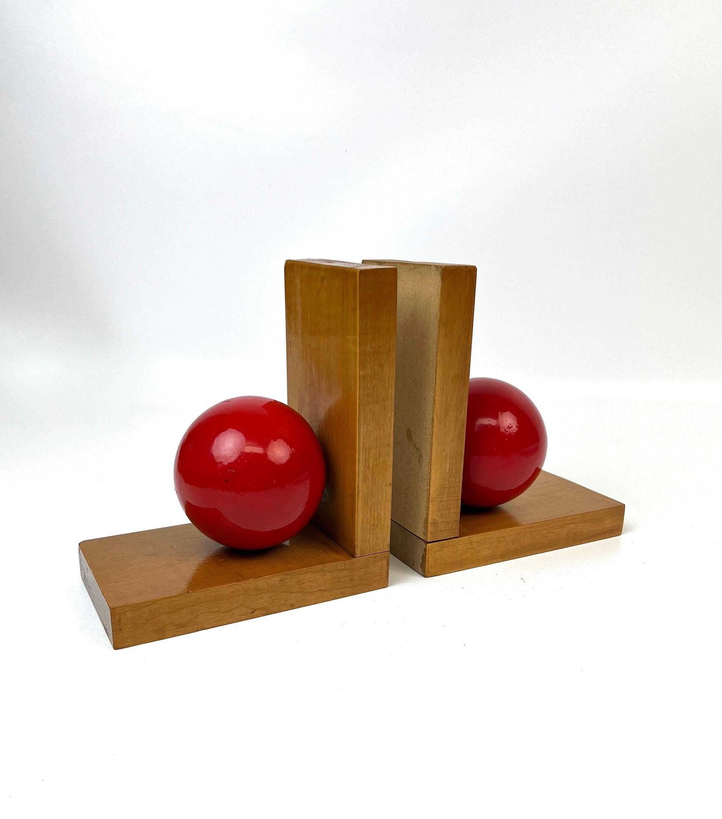 Stunning Bauhaus De Stijl Art Deco Wooden Cubist Pair Bookends Germany 1930 photo vintage