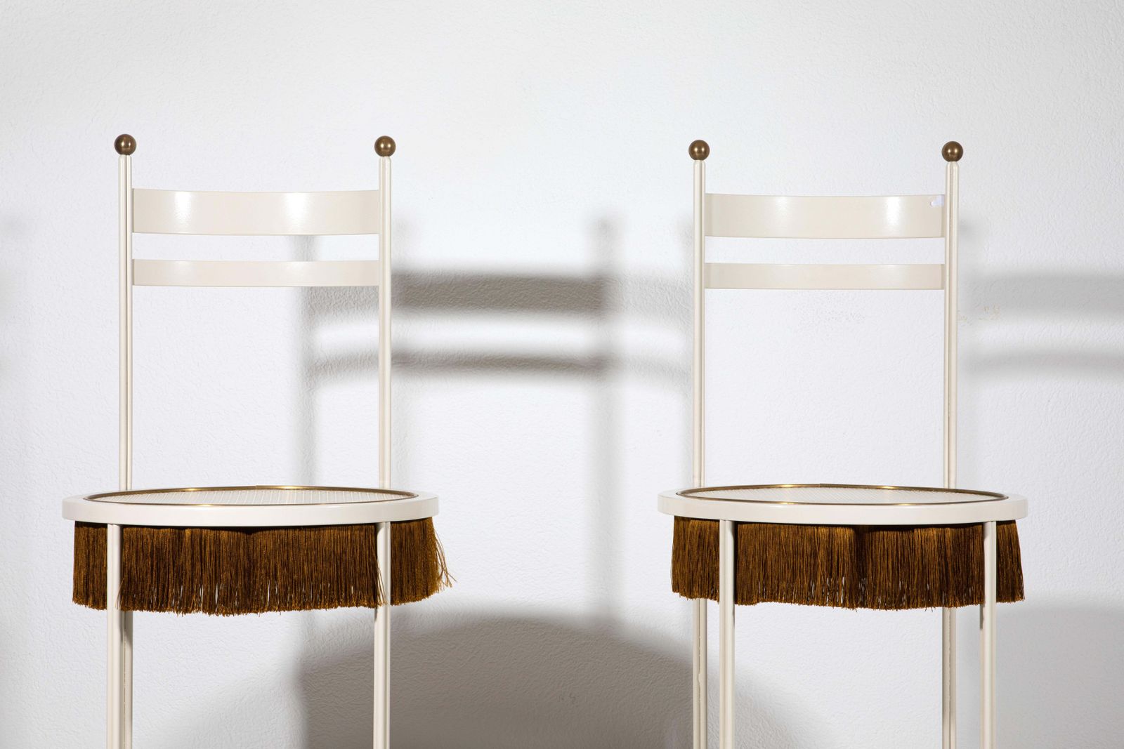 Paris Of White Chairs With Fringes photo for sale