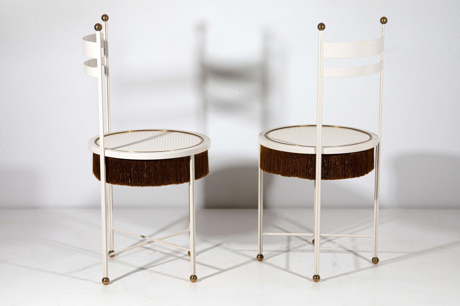 Paris Of White Chairs With Fringes photo Furniture