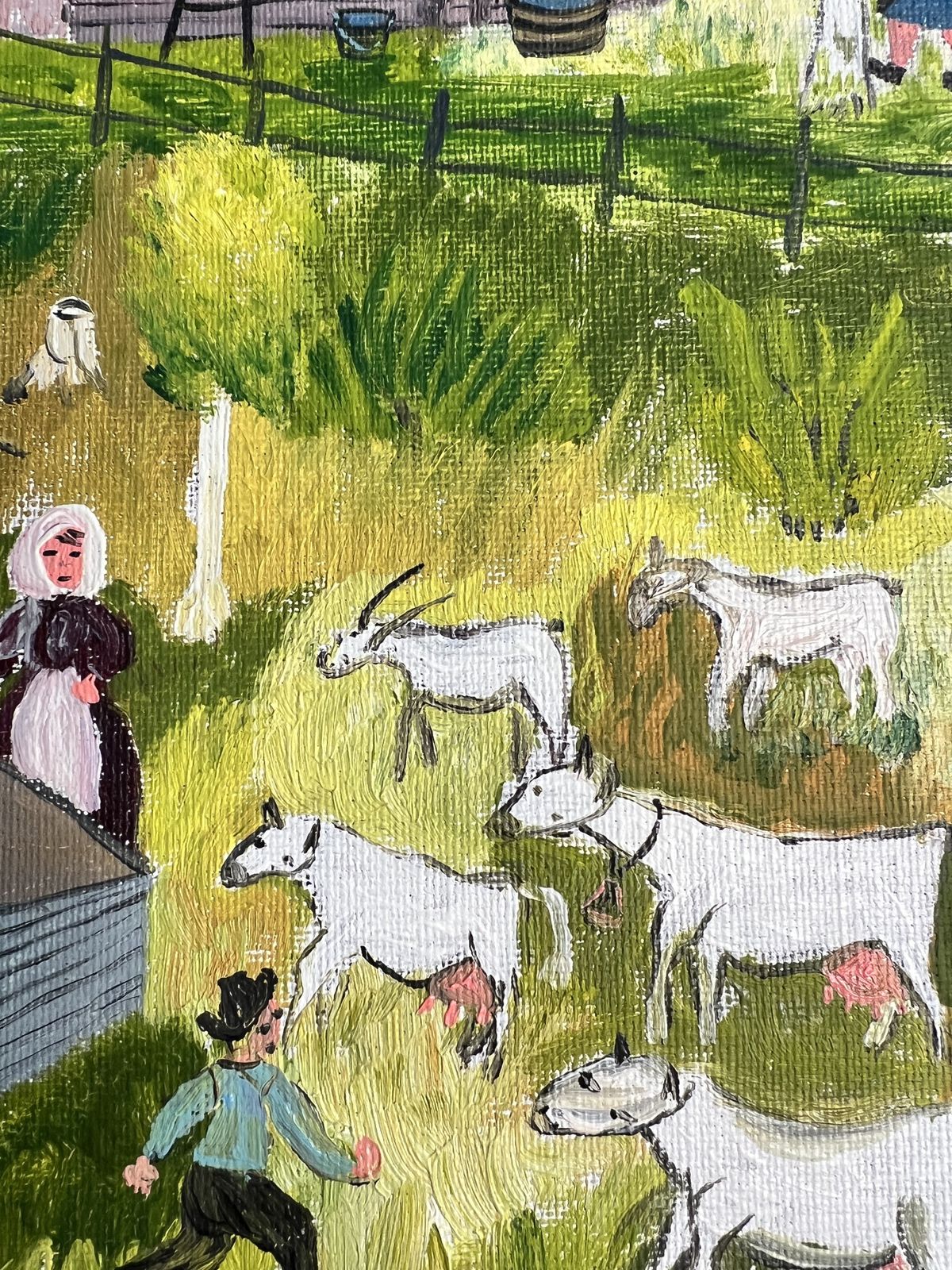 photo furniture Farm In The Naïve Style, Oil On Canvas Landscape Painting