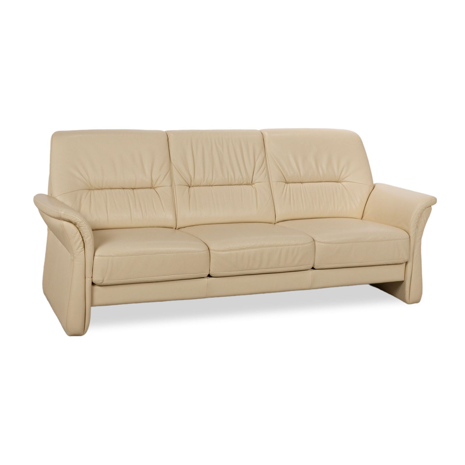 Canapé 3 places Elastoform en cuir, crème beige, fonction manuelle photo for sale