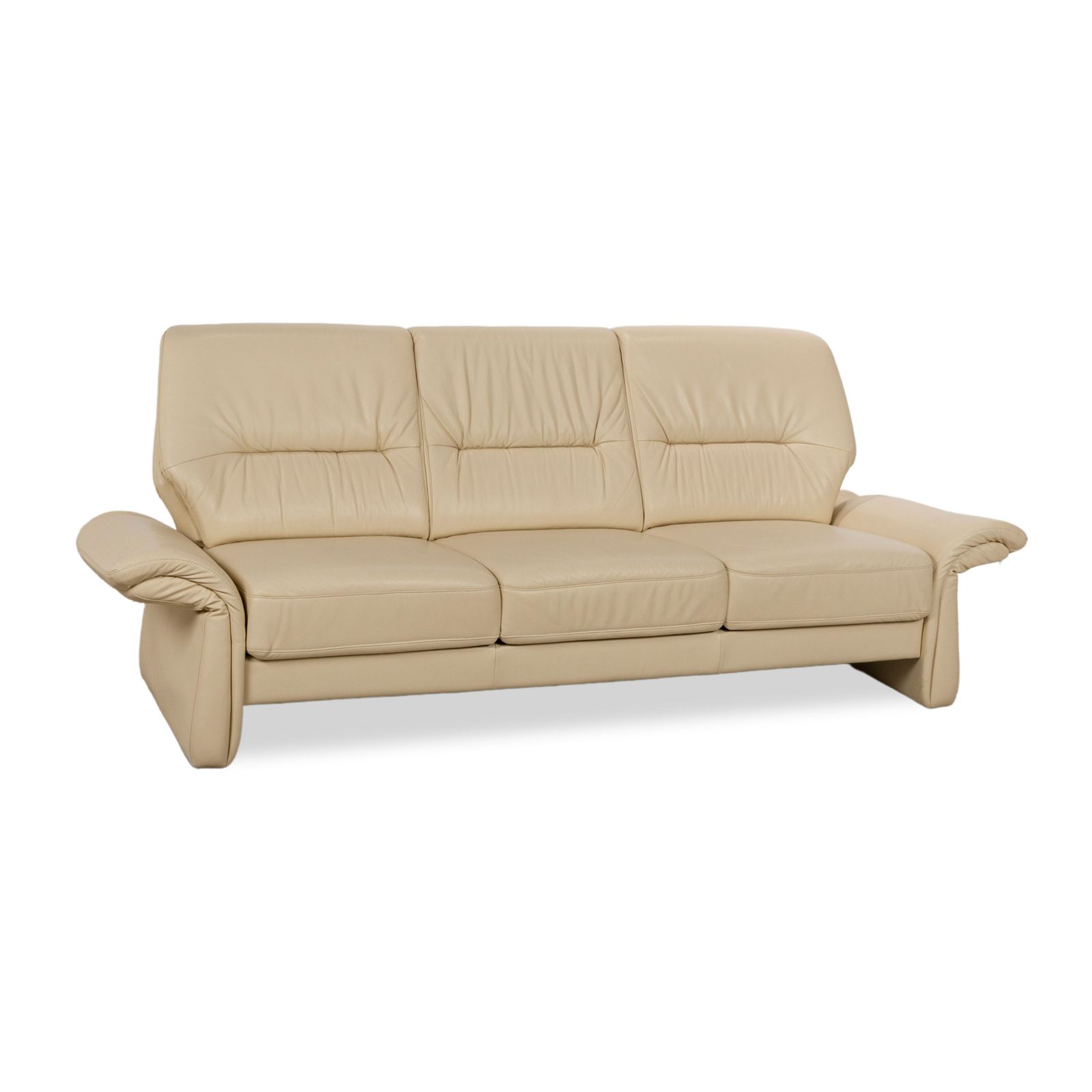 Canapé 3 places Elastoform en cuir, crème beige, fonction manuelle photo Mobilier