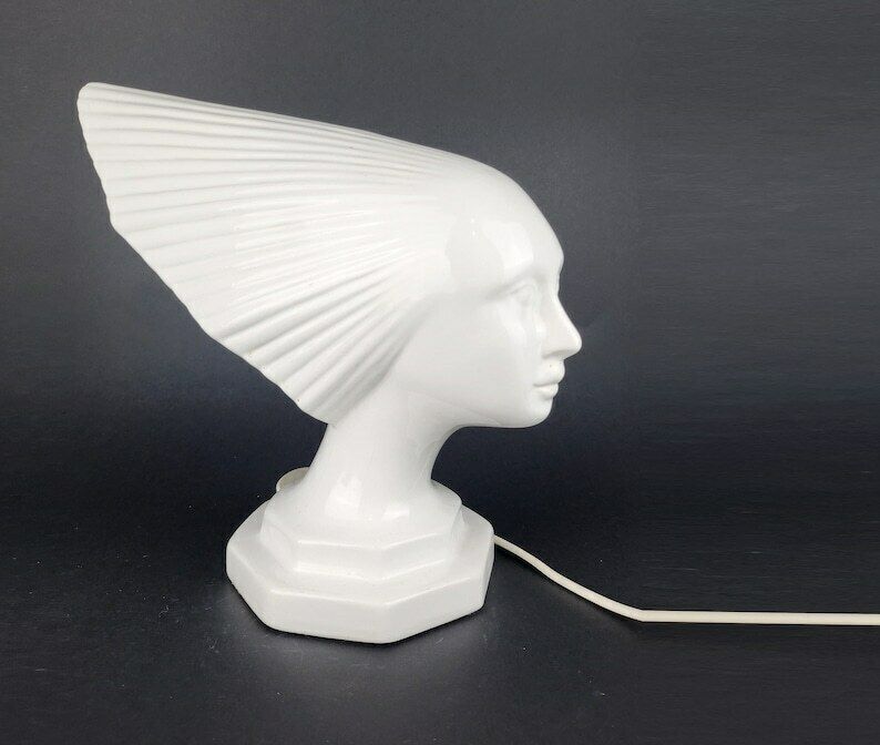 Vintage Rene Lalique Style Victoire Bed Side Lamp By Hubert Olivier From France photo Lighting