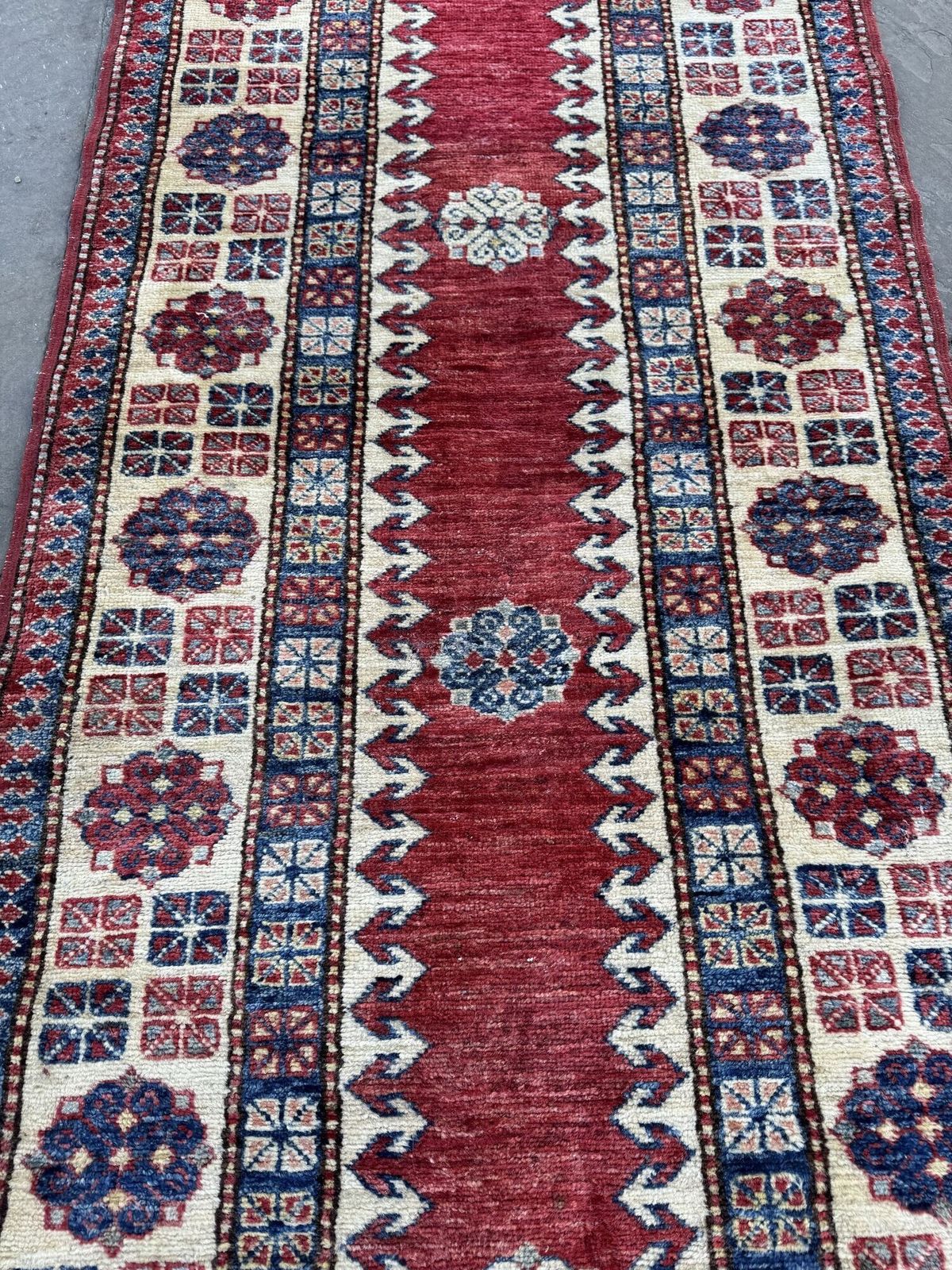 Caucasian Kazak Red Ground Wool Carpet Runner photo furniture