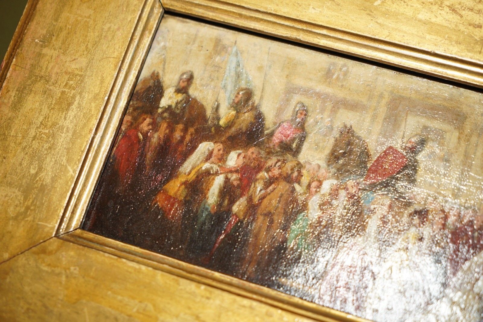 Antique Oil Painting Of The Black Prince With King John II Of France As Prisoner photo buy