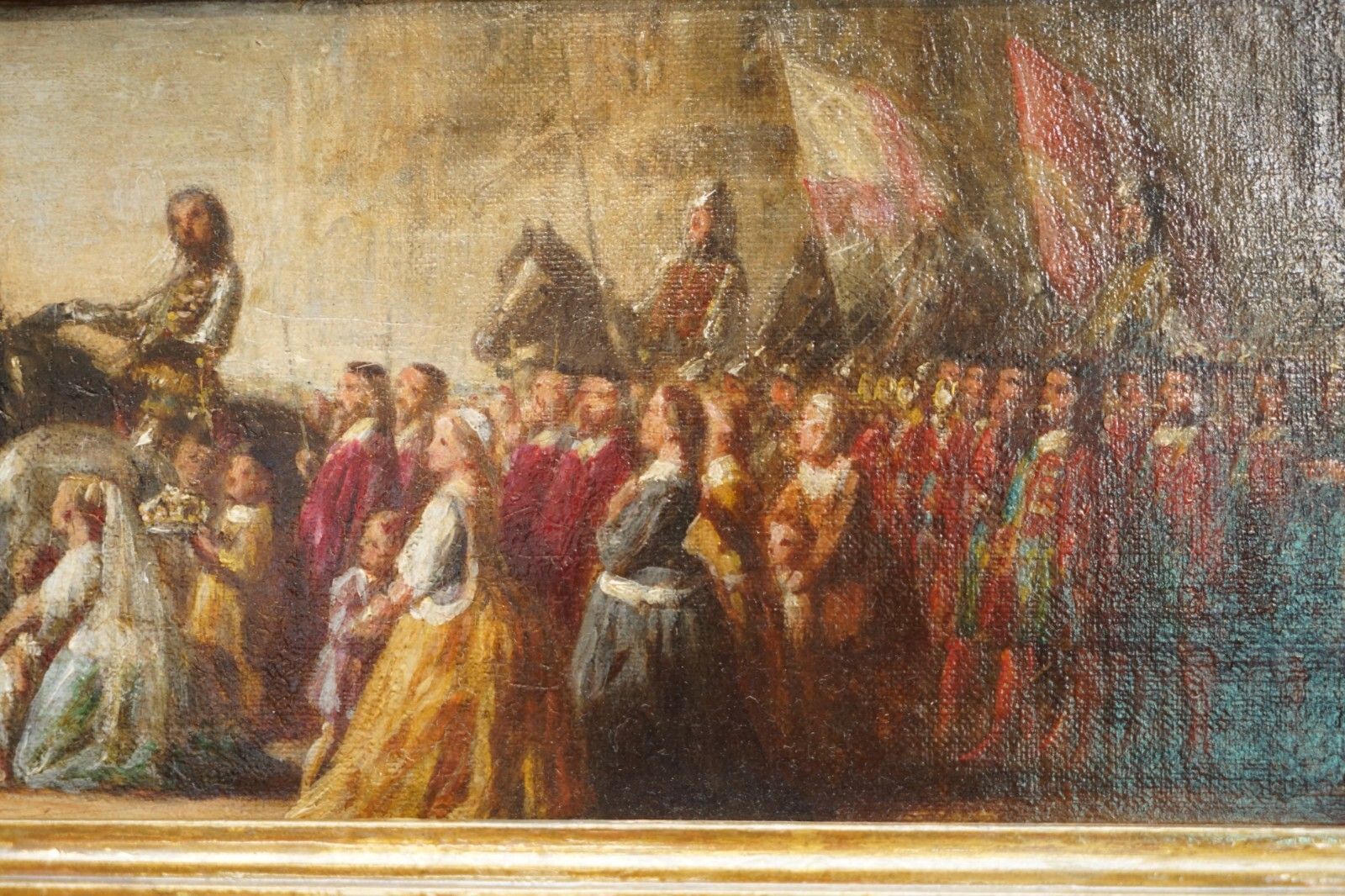 photo vinterior Antique Oil Painting Of The Black Prince With King John II Of France As Prisoner
