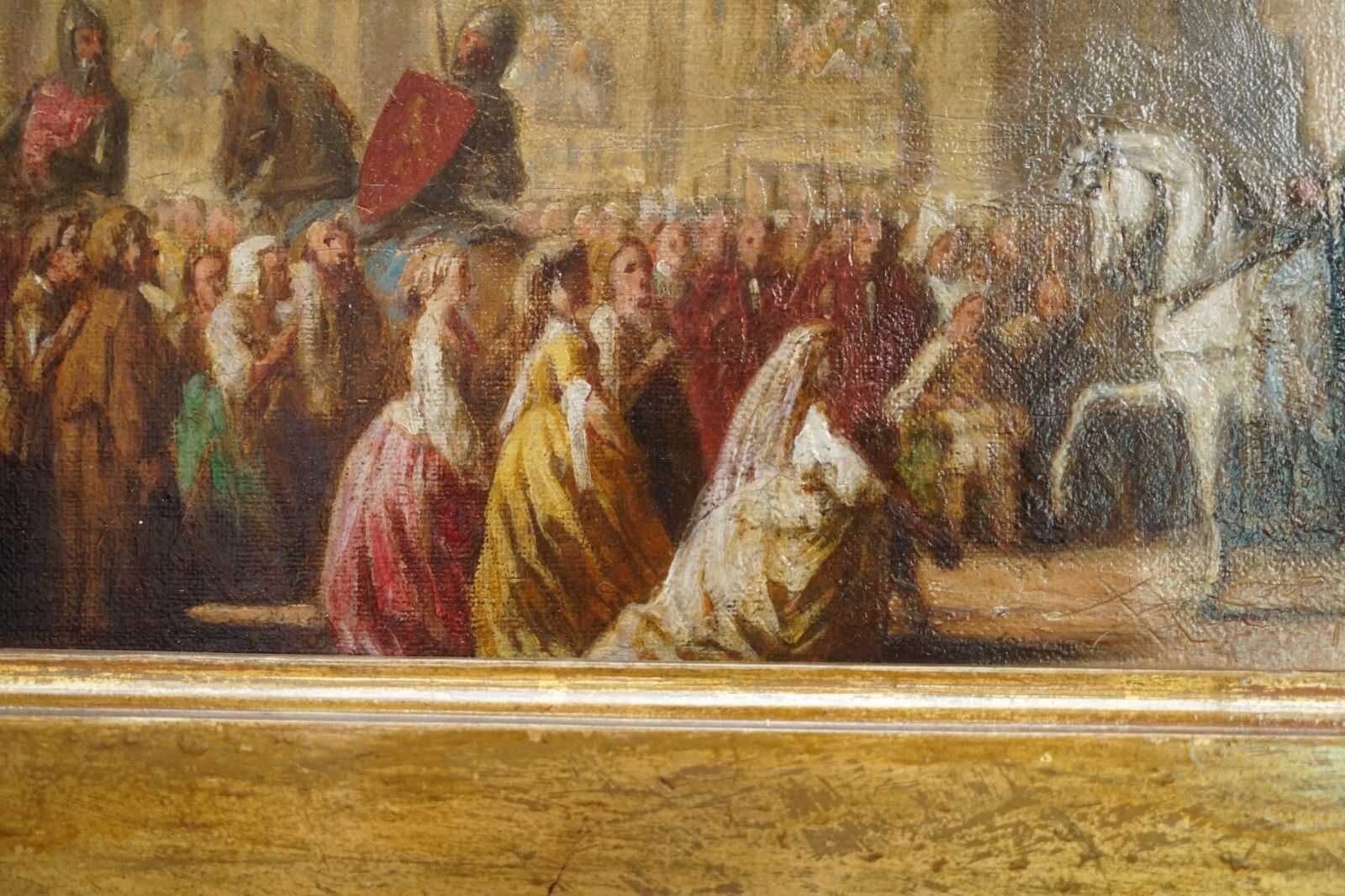 photo vintage Antique Oil Painting Of The Black Prince With King John II Of France As Prisoner