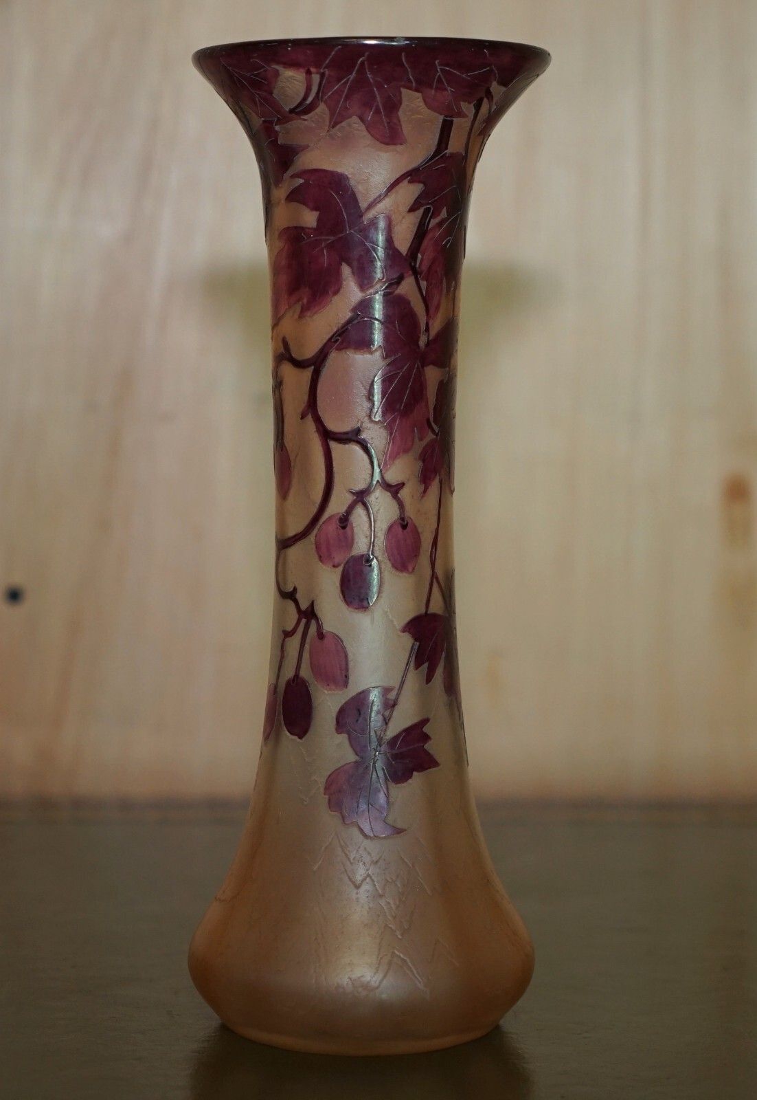 Antique Circa 1907 St Denis France Legras Rubis Series Floral Signed Glass Vase photo vintage