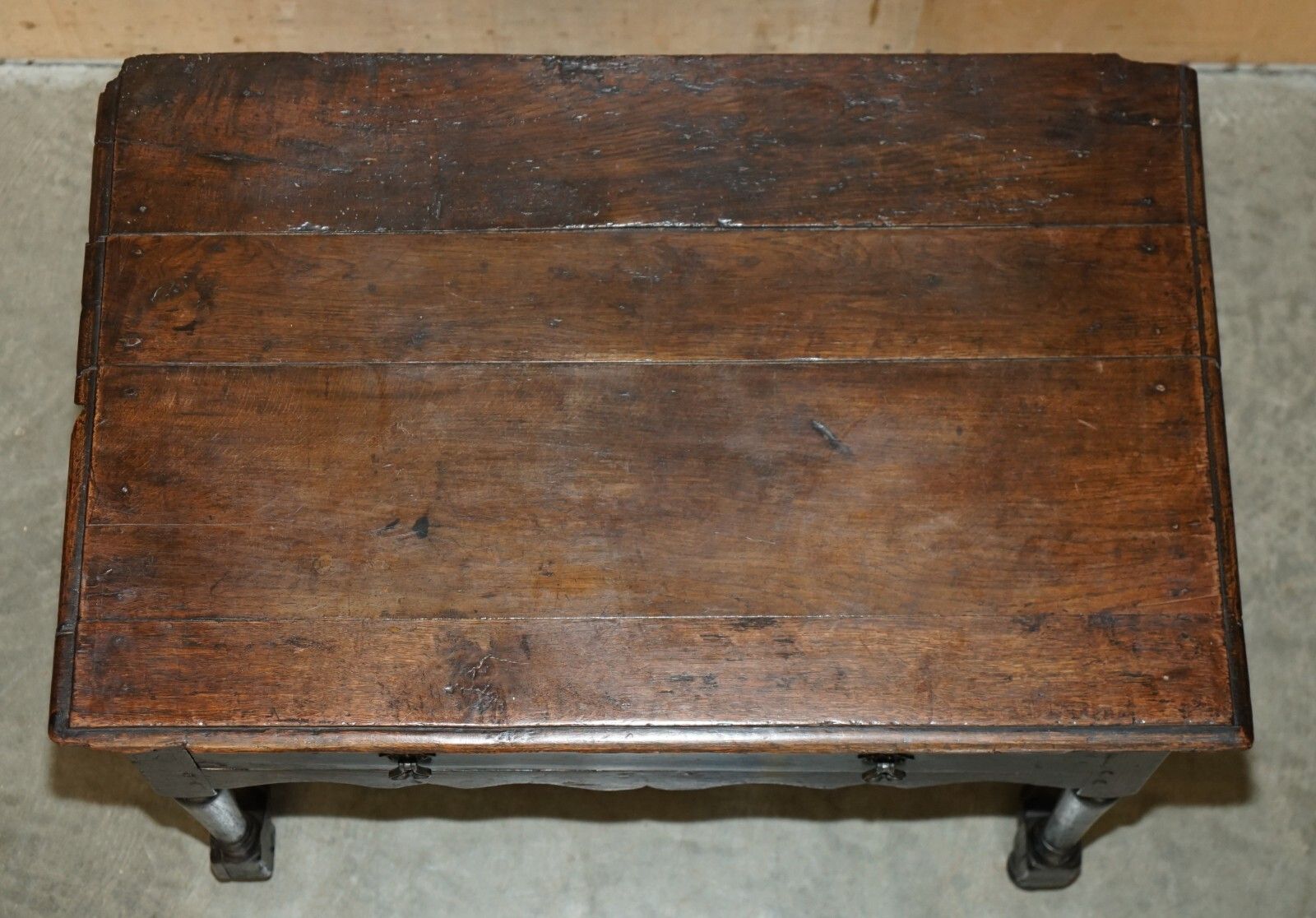 17th Century Antique Charles II Flemish Oak Side Table With Single Drawer photo for sale