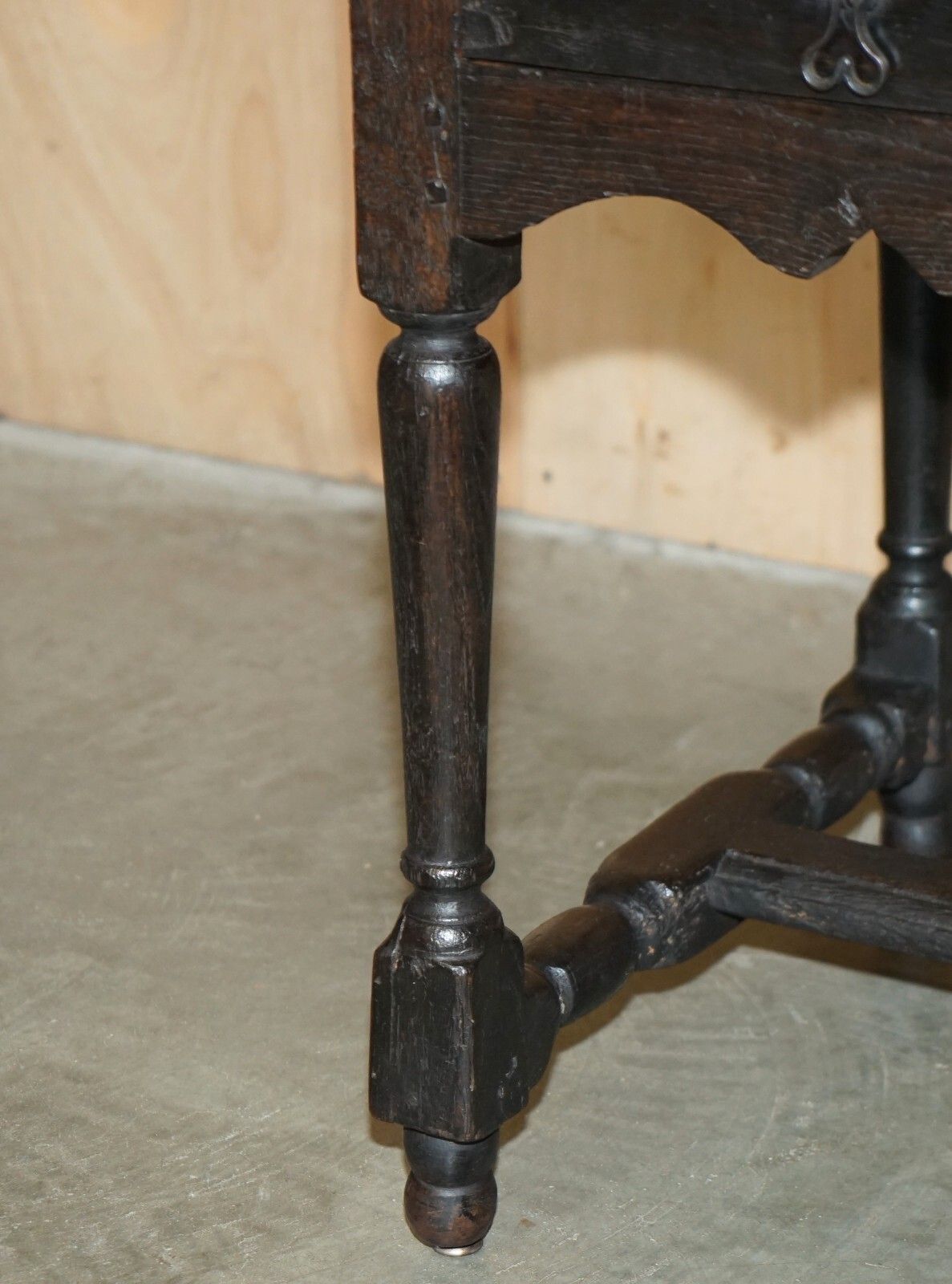 17th Century Antique Charles II Flemish Oak Side Table With Single Drawer photo vintage