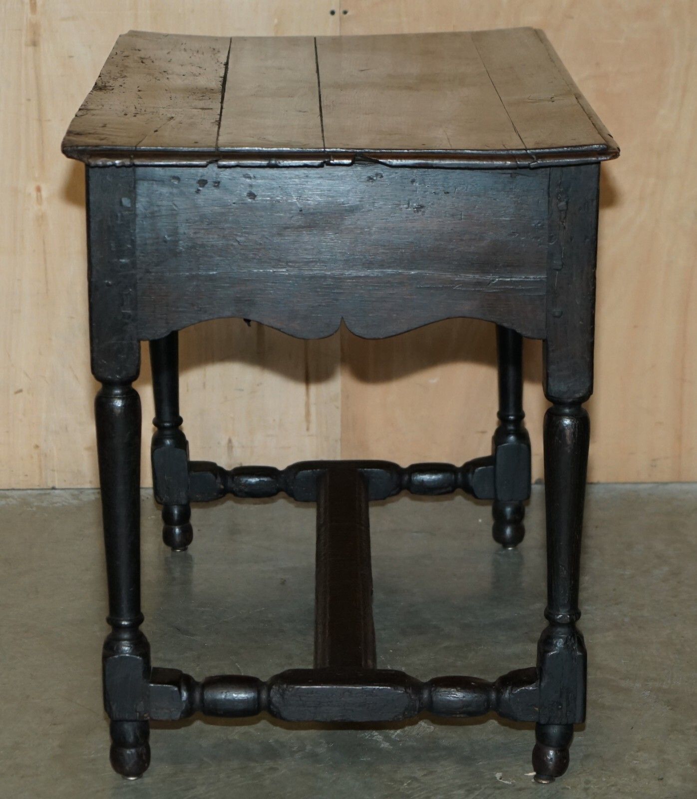 Furniture 17th Century Antique Charles II Flemish Oak Side Table With Single Drawer photo
