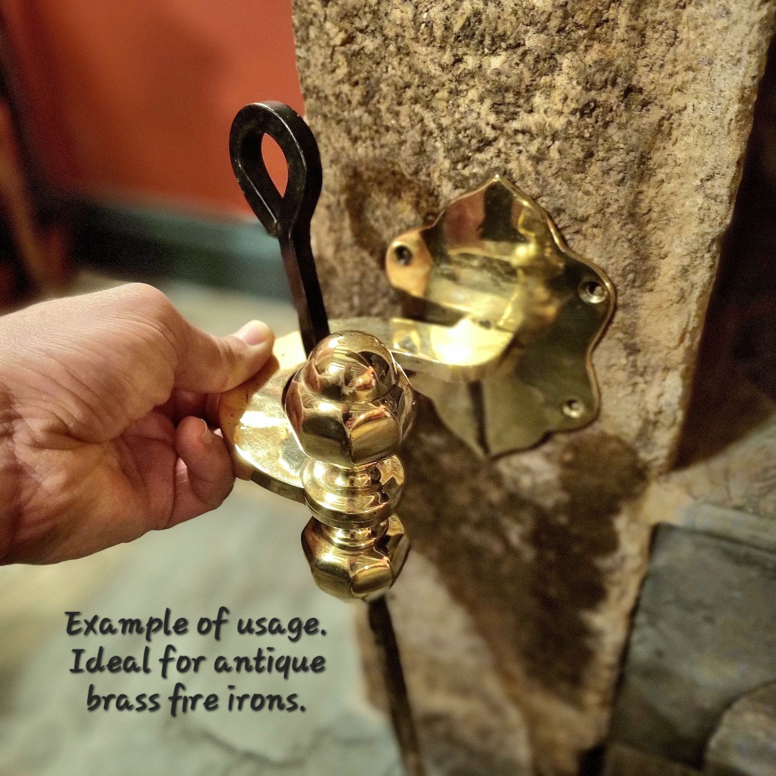 photo furniture A Fine And Rare Pair Of 19th Century Heavy Brass Chimney Piece Opposing Jamb Hooks For Supporting Fireirons Either Side Of A Fireplace.
