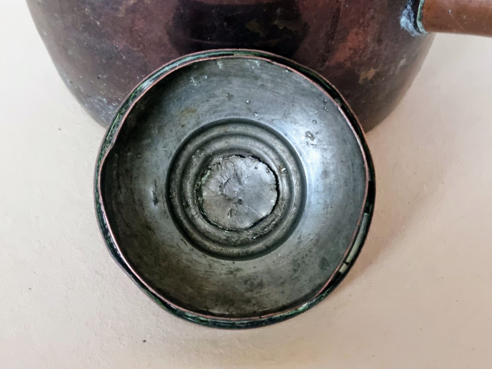 photo for sale Large Antique Copper And Brass Kettle, Authentic Vintage Kitchenalia, British Estate, Fireplace Hearth Display, Cottage Farmhouse Decor 11"