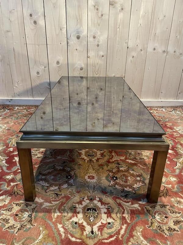 Table Basse En Métal Doré Et Miroir 1970 photo 690.0