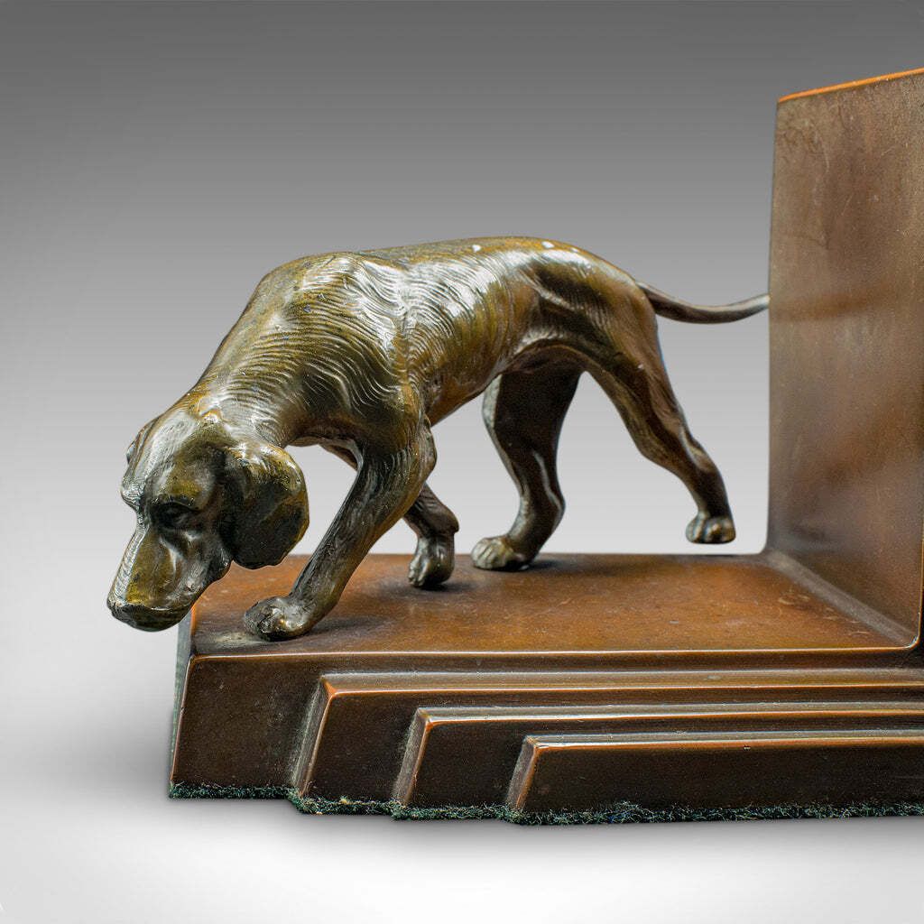 photo furniture Pair Of Vintage Pointer Bookends, French Bronze, Dog Figure, Book Rest, Art Deco