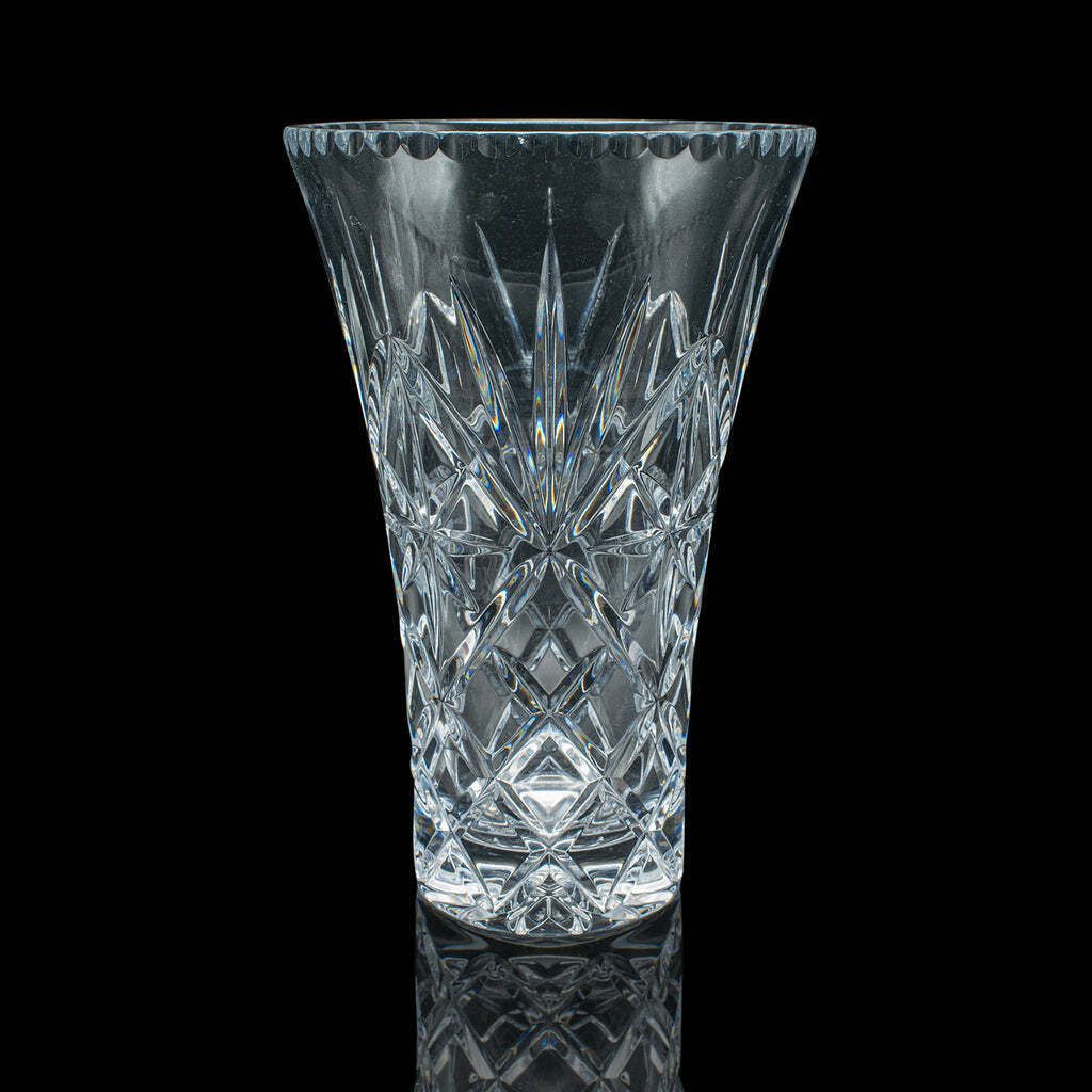 Tall Vintage Display Vase, English, Cut Crystal Glass, Flower Sleeve, Decorative photo 373.0
