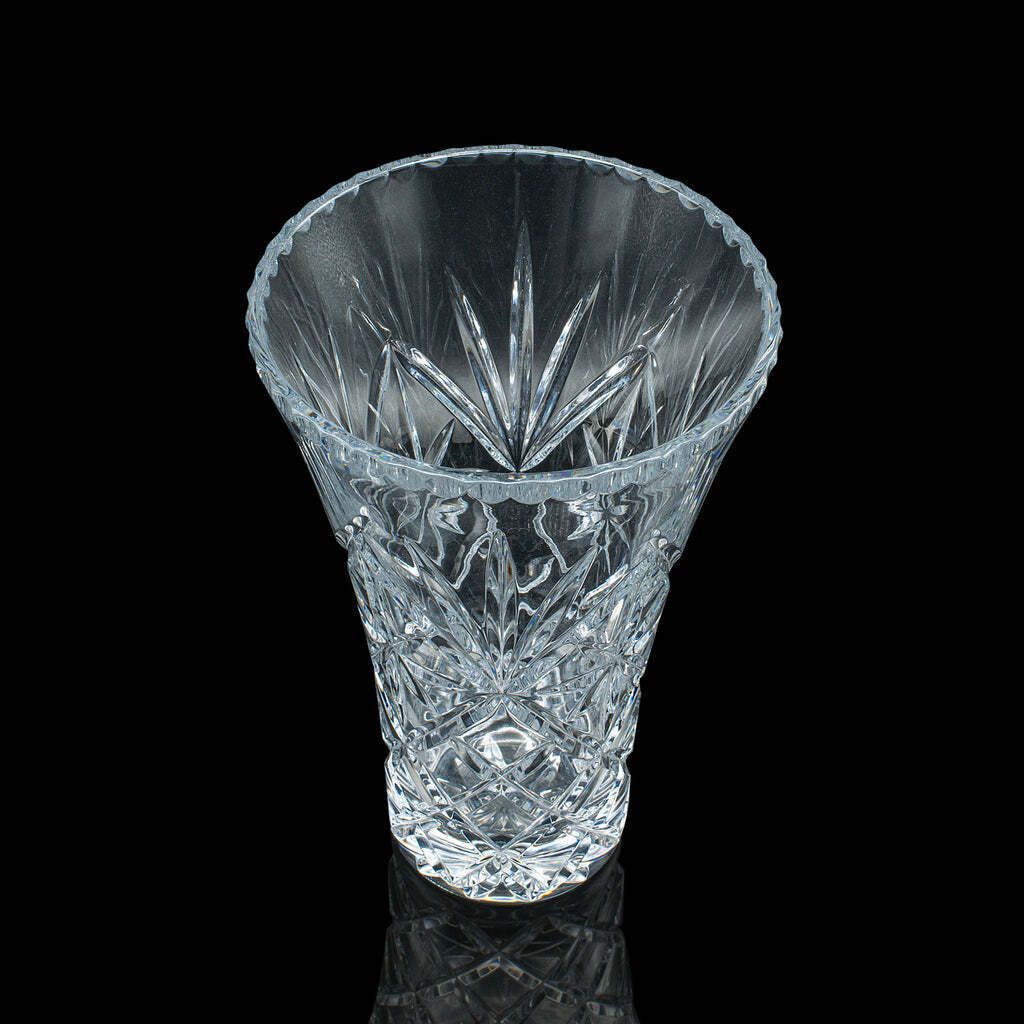 Tall Vintage Display Vase, English, Cut Crystal Glass, Flower Sleeve, Decorative photo vinterior