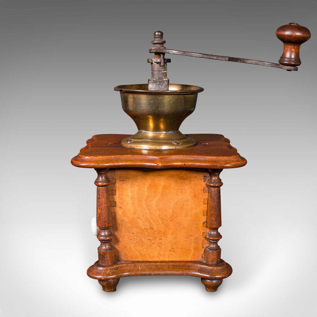 Vintage Manual Coffee Grinder, German, Oak, Rotary Bean Mill, Art Deco, C.1930 photo 709.0
