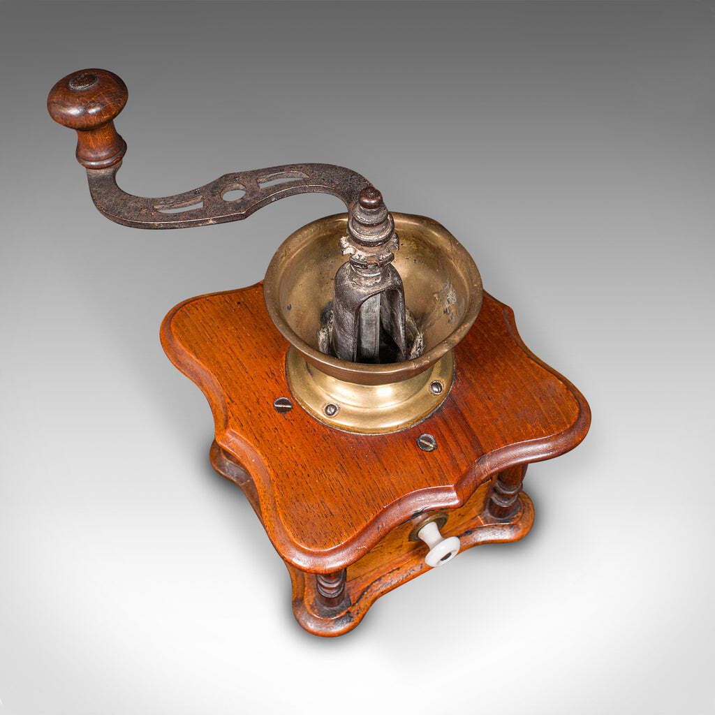 Vintage Manual Coffee Grinder, German, Oak, Rotary Bean Mill, Art Deco, C.1930 photo vinterior