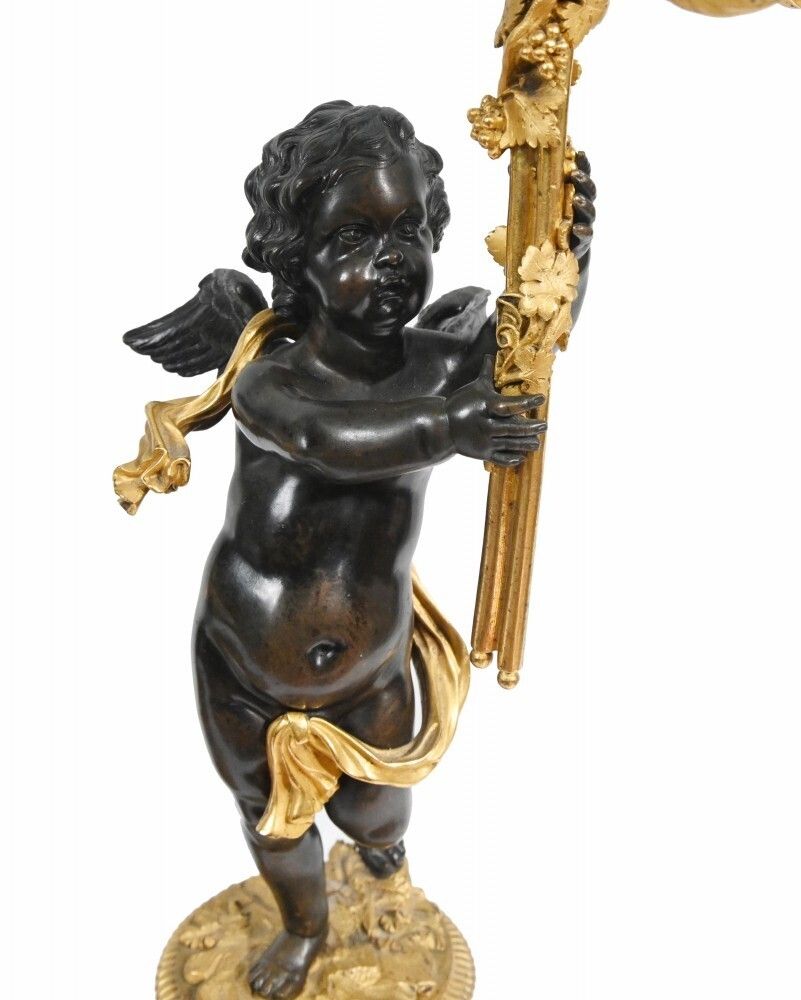 4500.0 Pair French Bronze Cherub Candelabras Clodion photo