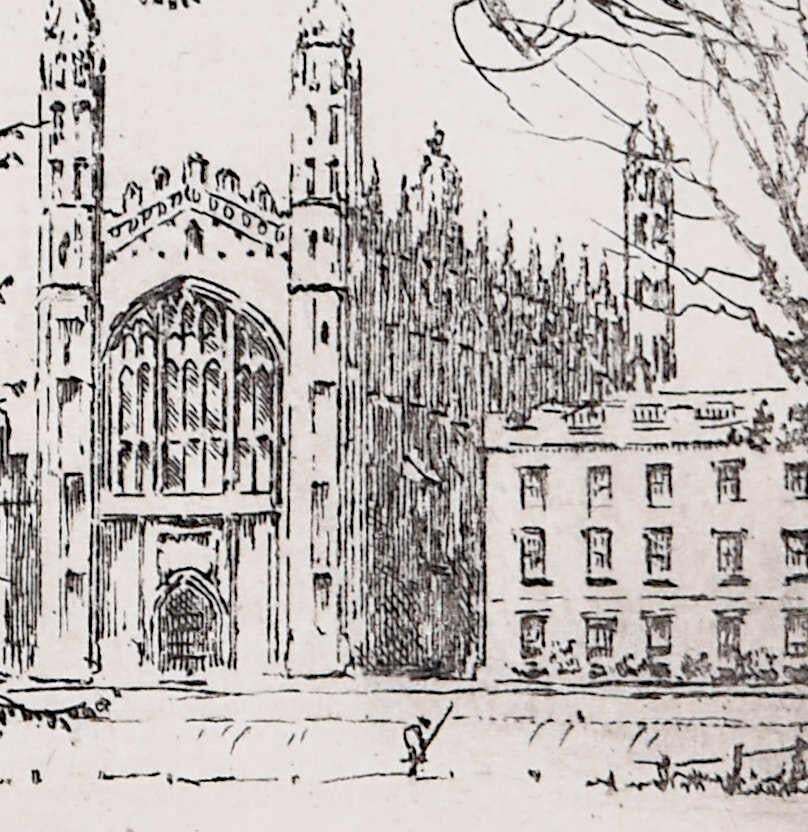 Mabel Oliver Rae, Etching Of Kings College Cambridge C.1920 photo furniture