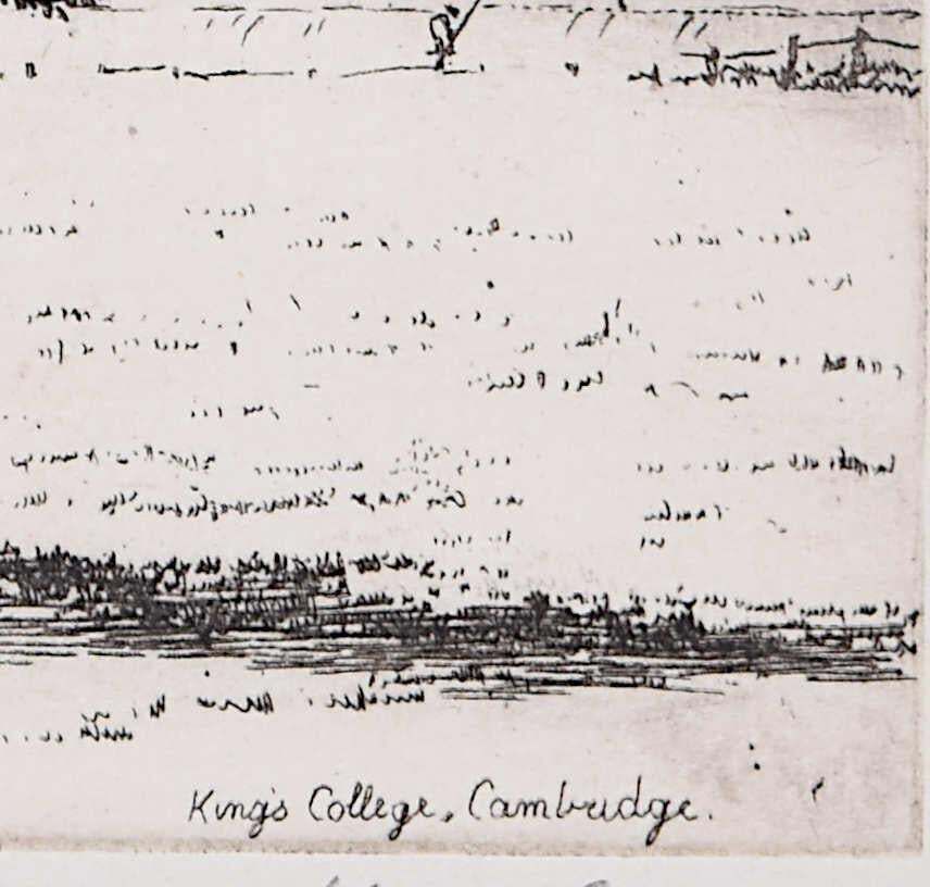 Mabel Oliver Rae, Etching Of Kings College Cambridge C.1920 photo for sale