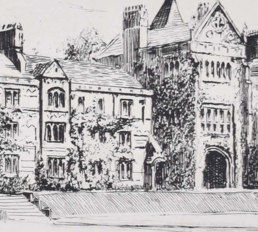 Mabel Oliver Rae, Etching Of Keble College, Oxford C.1920 photo for sale
