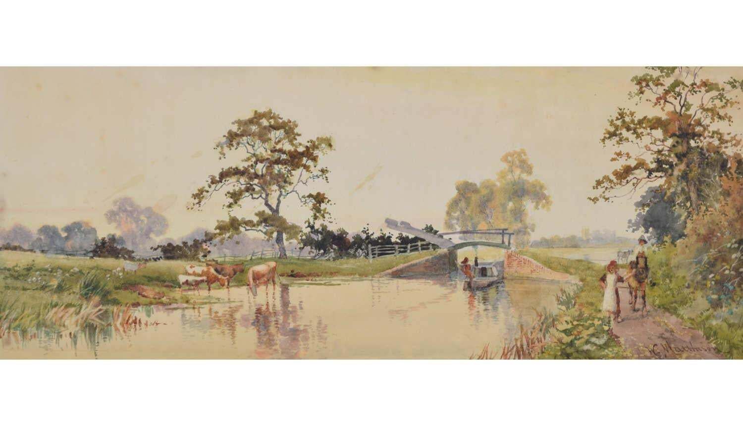 Spires Of Oxford From The Canal, Watercolour By William Matthison (C. 1900)