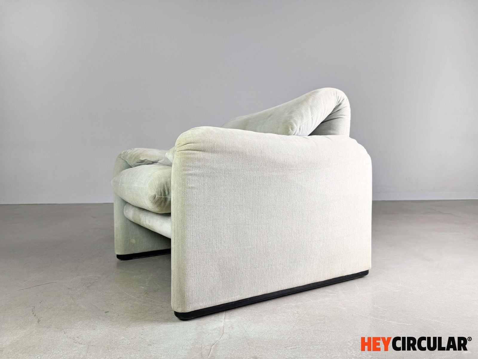 Original Cassina Maralunga Armchair Vico Magistretti Fabric Turquoise photo vintage