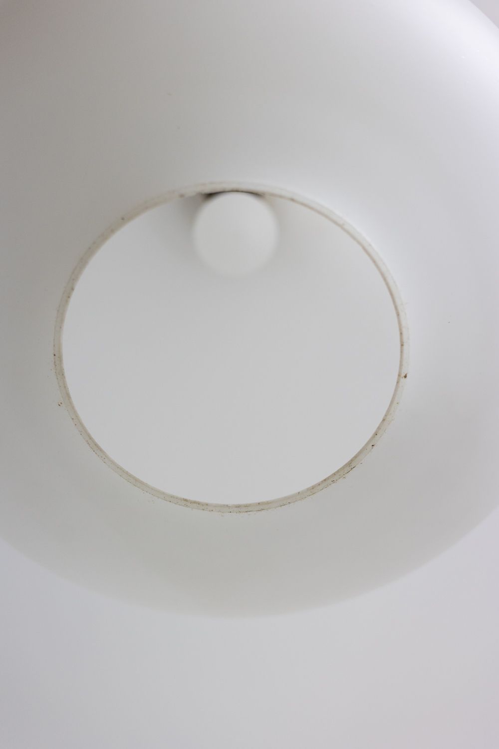 Suspension In White Opaline Glass And Blond Mahogany. 1960s. photo furniture