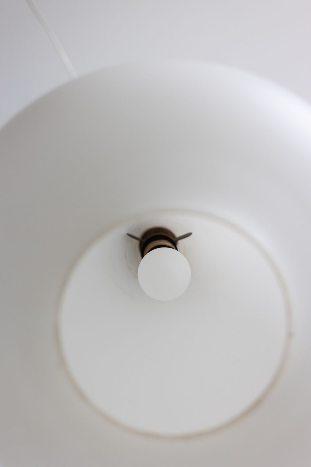 Suspension In White Opaline Glass And Blond Mahogany. 1960s. photo for sale
