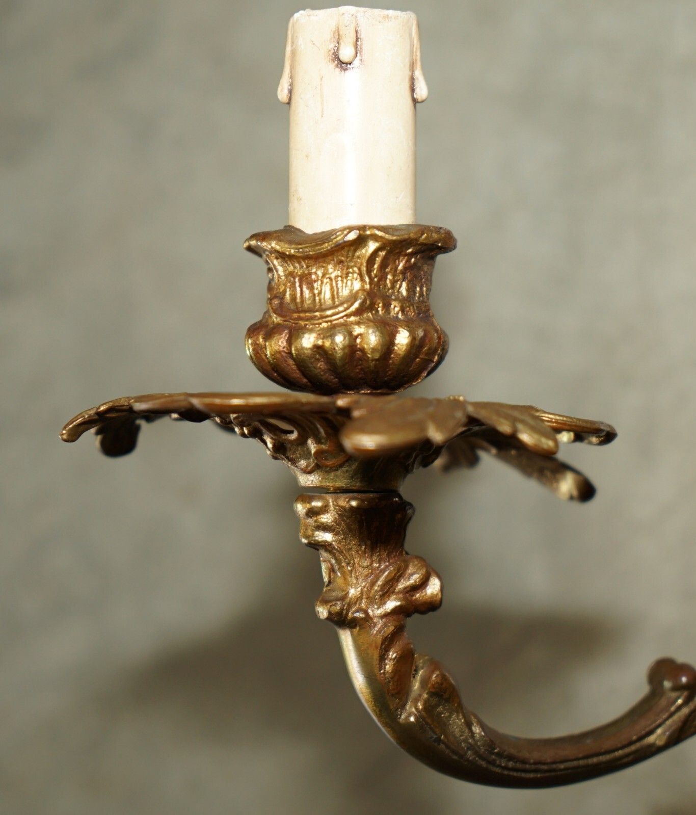 Ornate Pair Of Stunning Antique French 1920's Bronzed Candle Sconce Wall Lights photo buy