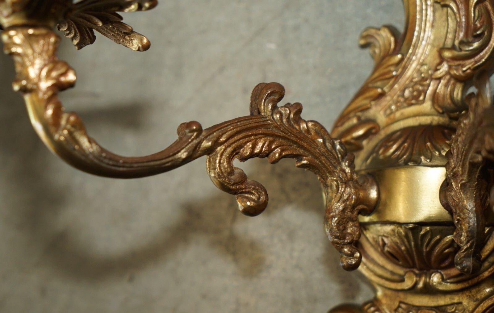photo furniture Ornate Pair Of Stunning Antique French 1920's Bronzed Candle Sconce Wall Lights