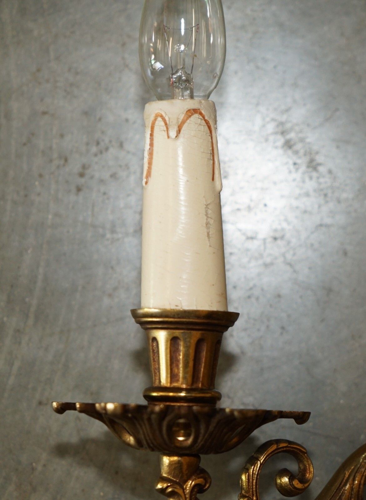 Wide Pair Of Stunning Antique French 1920's Bronzed Candle Sconce Wall Lights photo buy
