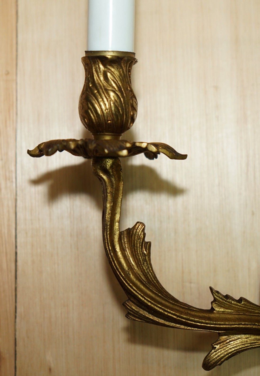 photo vinterior Pair Of Stunning Antique French 1920's Gilt Bronzed Candle Sconce Wall Lights