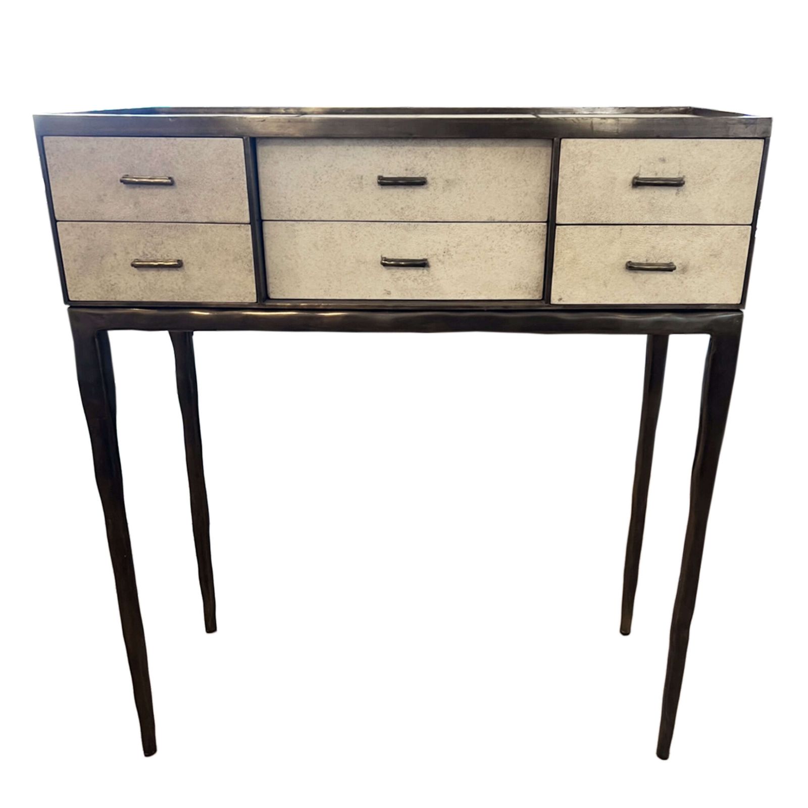 R&Y Augousti 'Melting Cosima' Console Table, Shagreen & Brass, 1990s photo furniture
