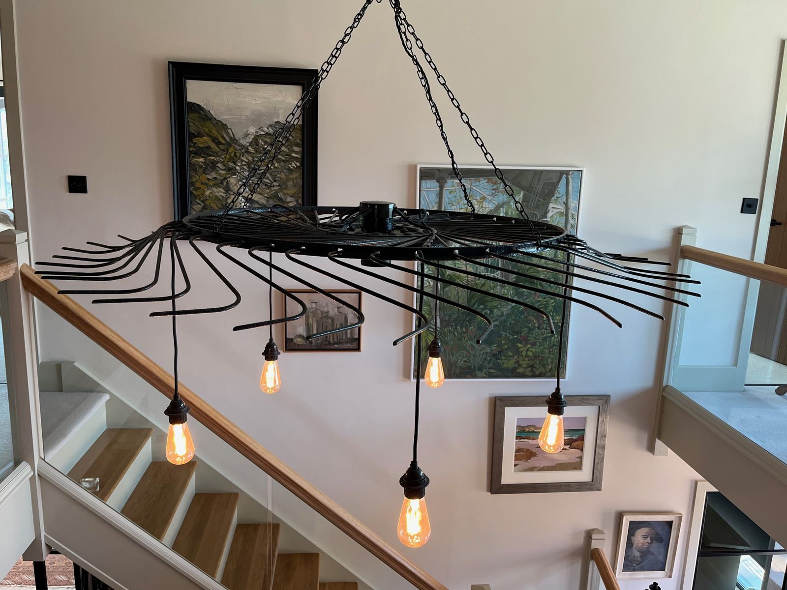 Upcycled Agricultural Chandelier, Wired For Bulbs. Perfect For Barn/Large Space. photo vinterior