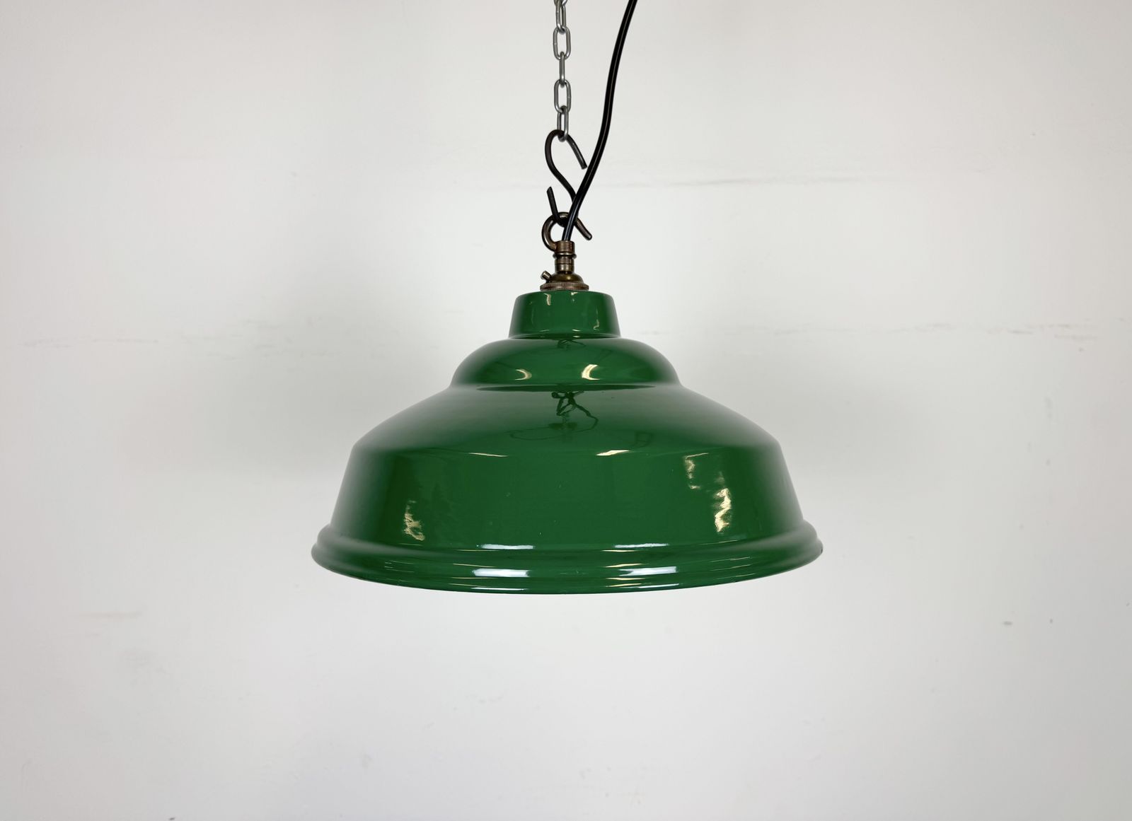 Industrial British Green Enamel Factory Pendant Lamp, 1960s photo furniture