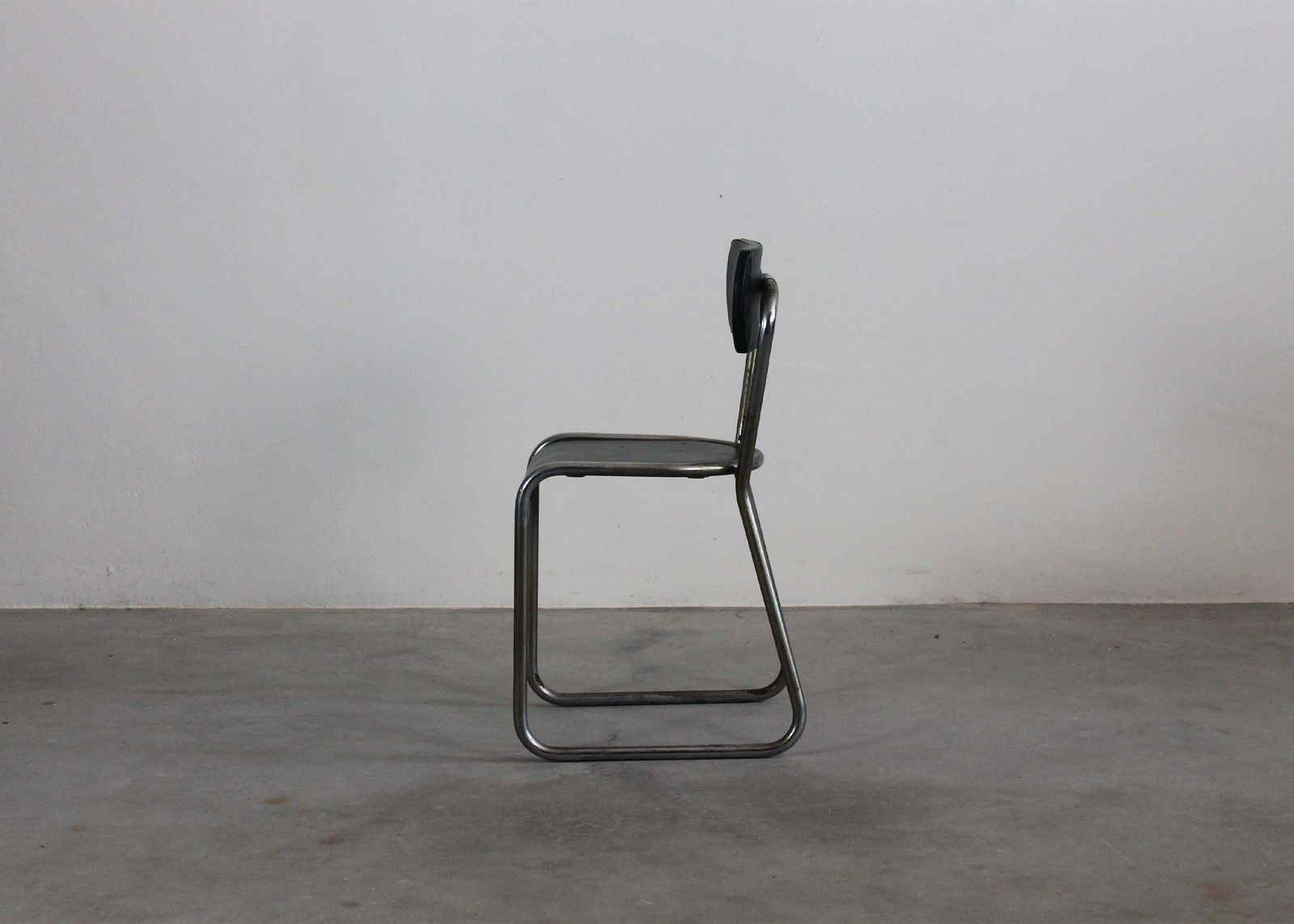 Gio Ponti Mid Century Modern Office Chair In Metal And Black Leather 1930s Italy photo Furniture