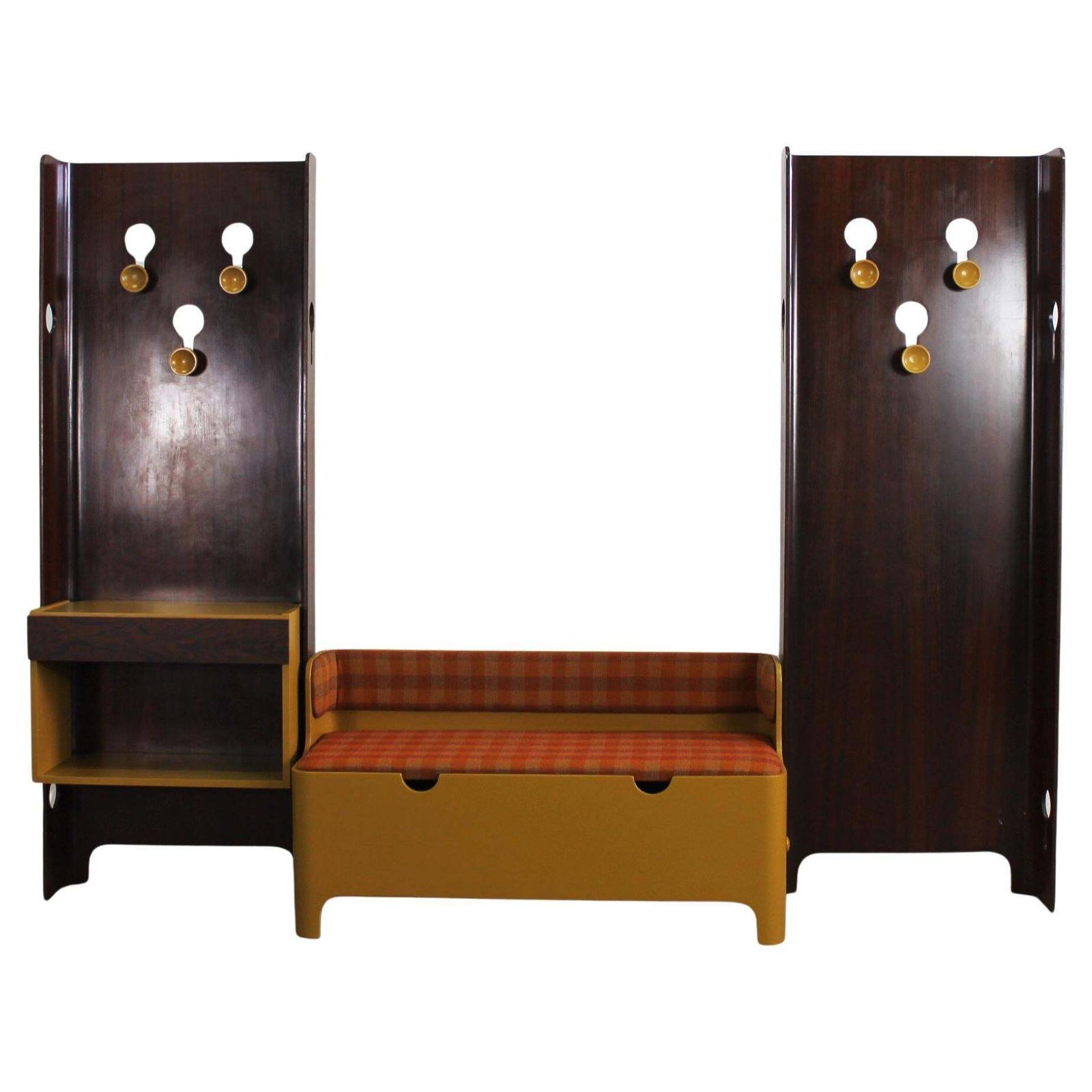 Carlo De Carli Entrance Hall Set In Plywood And Fabric By Fiarm 1960s