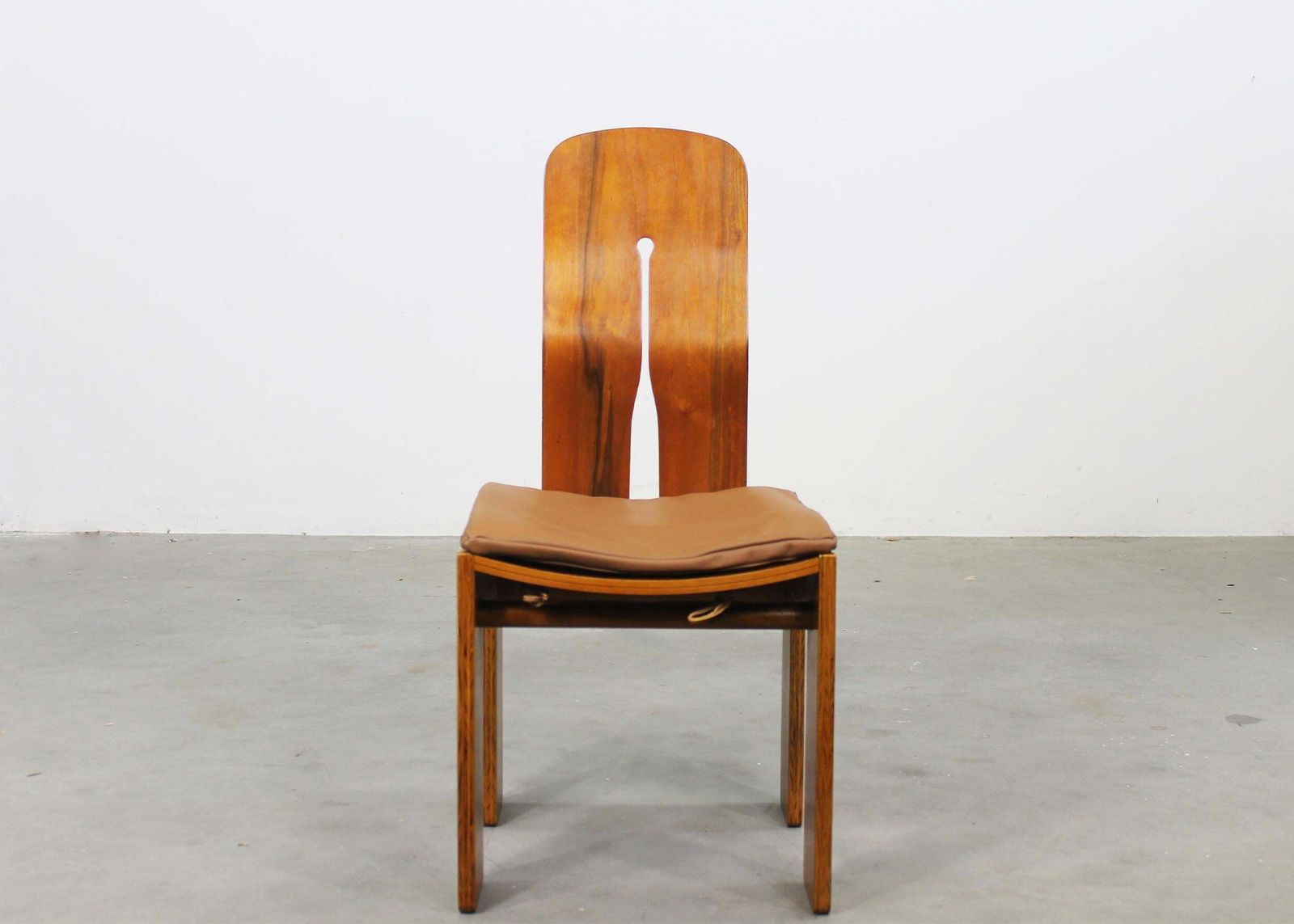 Carlo Scarpa Set Of Four 1934 756 In Wood With Leather Cushion By Bernini 1977 photo buy
