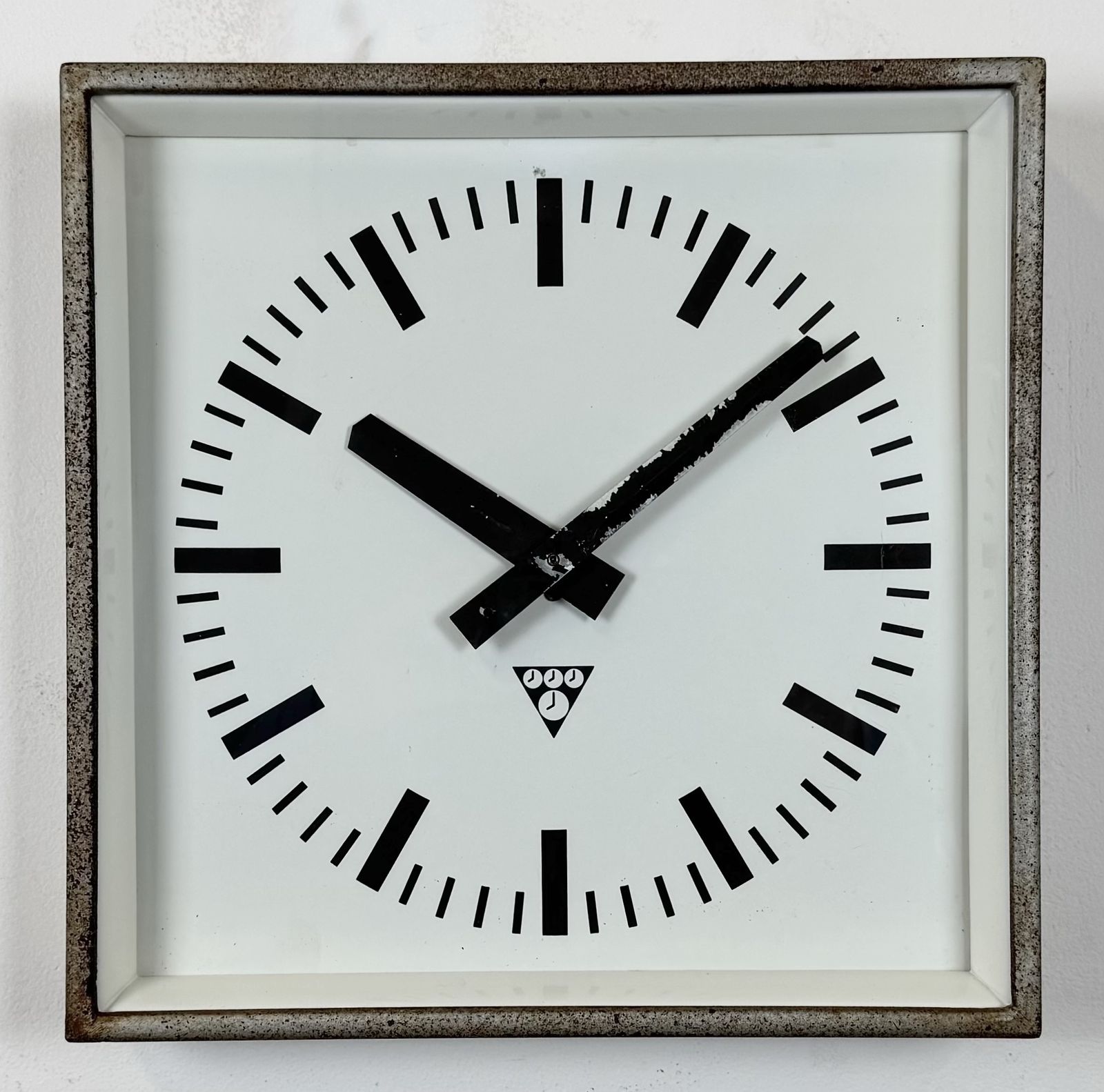 Grey Rusty Industrial Square Wall Clock From Pragotron, 1970s photo 199.0
