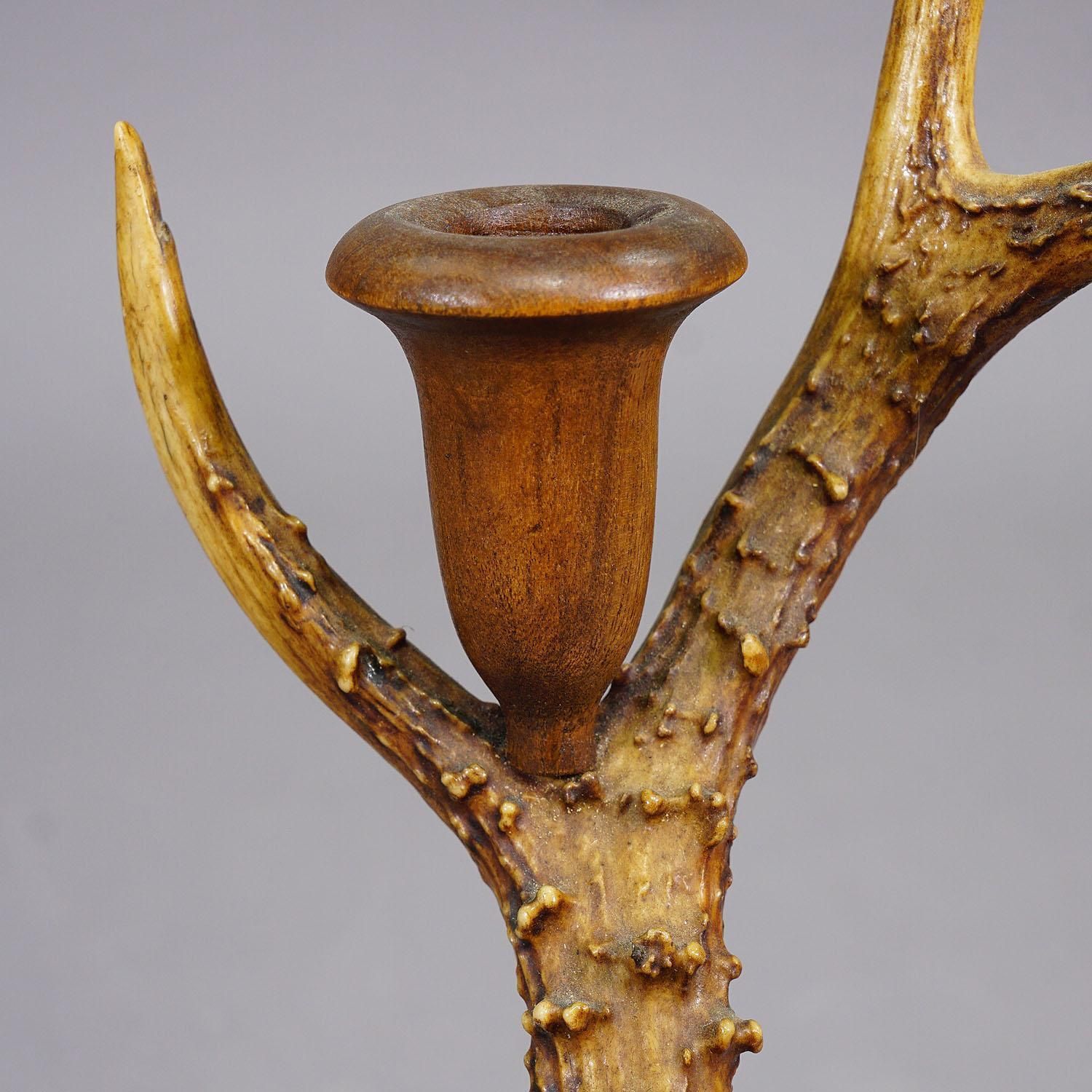 Black Forest Candle Holder With Wooden Base And Spout, Germany photo vinterior