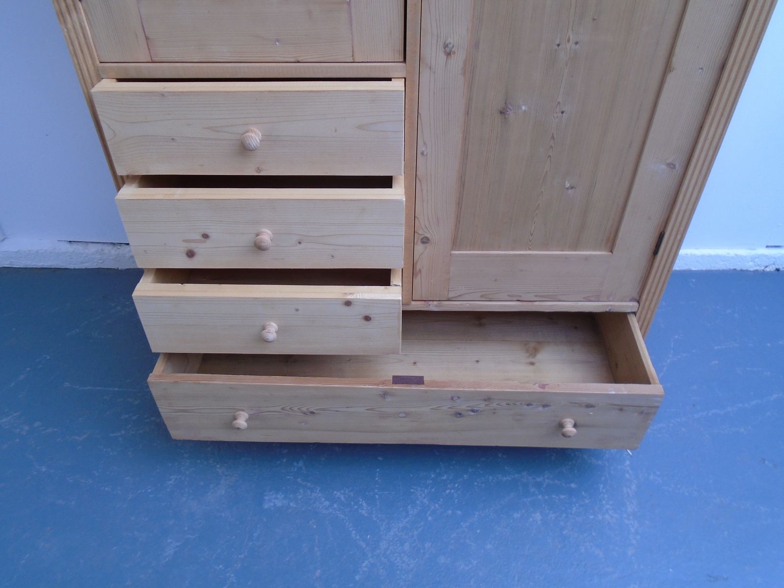 photo furniture A One Piece Antique Pine Child's / Holiday Let Wardrobe To Wax/Paint
